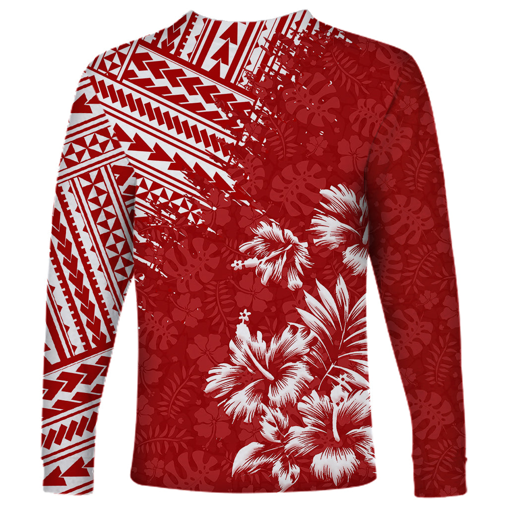 Hawaii Summer Long Sleeve Shirt Mix Polynesian Red LT6 - Polynesian Pride