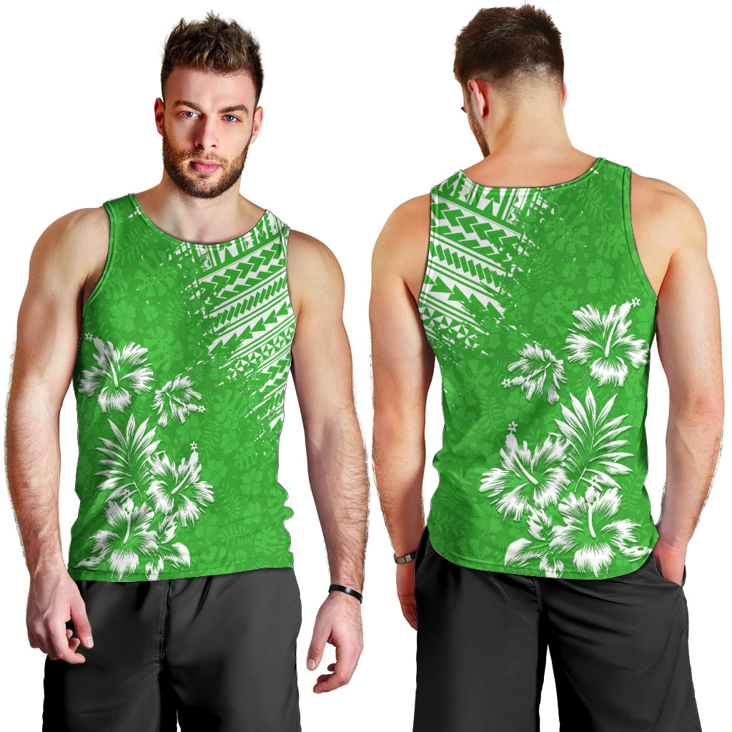 Hawaii Summer Men Tank Top Mix Polynesian Green LT6 - Polynesian Pride
