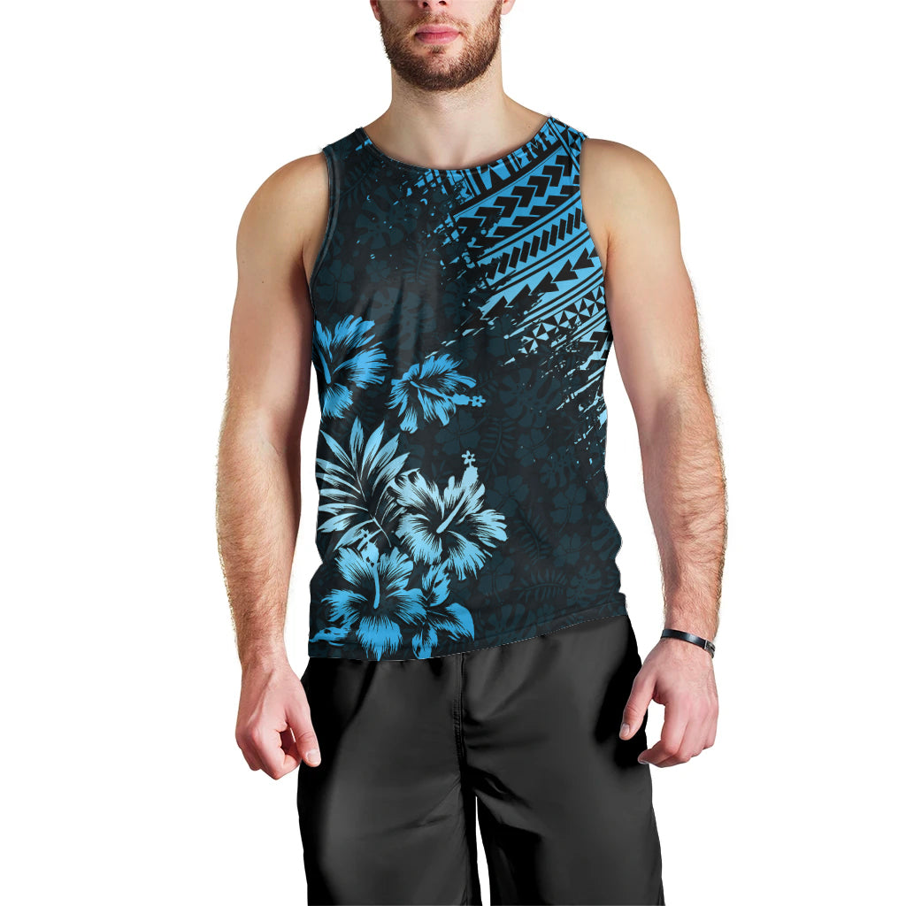 Hawaii Summer Men Tank Top Mix Polynesian Black-Blue LT6 - Polynesian Pride