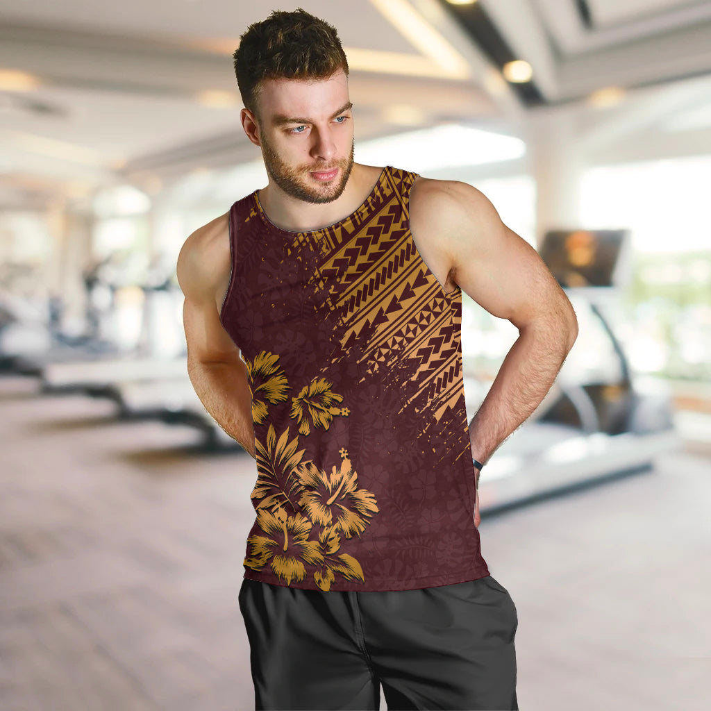 Hawaii Summer Men Tank Top Mix Polynesian Brown LT6 - Polynesian Pride