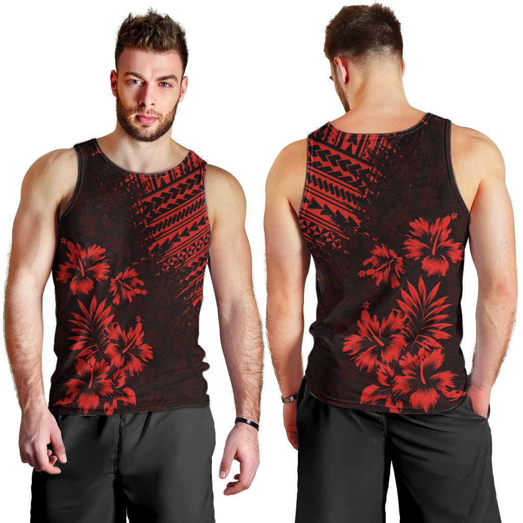 Hawaii Summer Men Tank Top Mix Polynesian Black-Red LT6 - Polynesian Pride