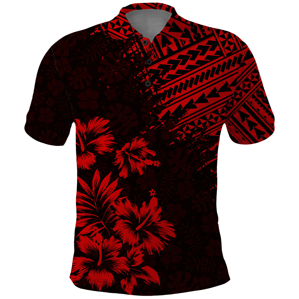 Hawaii Summer Polo Shirt - Mix Polynesian Black Red LT6 Red - Polynesian Pride