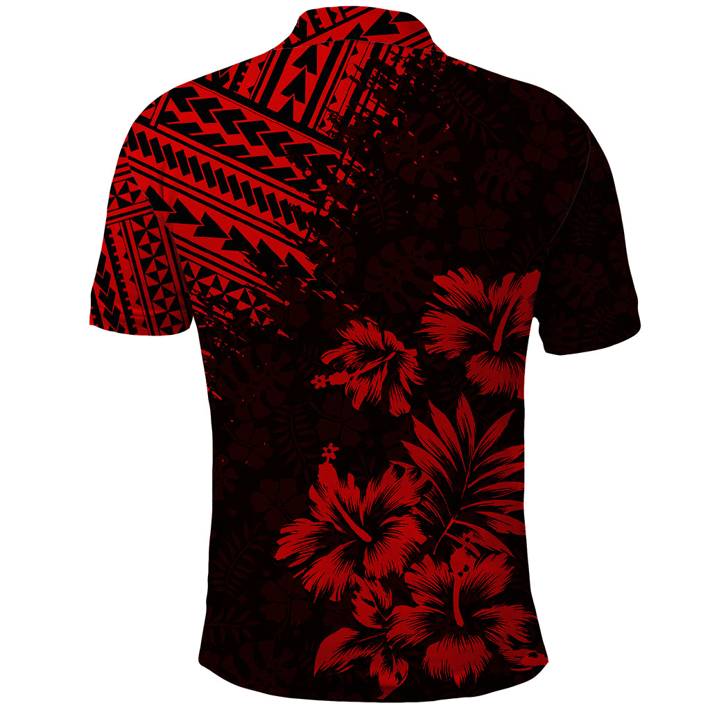 Hawaii Summer Polo Shirt - Mix Polynesian Black Red LT6 - Polynesian Pride