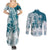 Polynesian Sea Turtle Couples Matching Summer Maxi Dress and Long Sleeve Button Shirts Tribal LT6 - Polynesian Pride