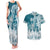 Polynesian Sea Turtle Couples Matching Tank Maxi Dress And Hawaiian Shirt Tribal LT6 Blue - Polynesian Pride