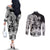 Polynesian Sea Turtle Couples Matching Off The Shoulder Long Sleeve Dress and Long Sleeve Button Shirts Tribal Black LT6 - Polynesian Pride