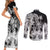 Polynesian Sea Turtle Couples Matching Short Sleeve Bodycon Dress and Long Sleeve Button Shirts Tribal Black LT6 - Polynesian Pride