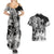 Polynesian Sea Turtle Couples Matching Summer Maxi Dress and Hawaiian Shirt Tribal Black LT6 - Polynesian Pride