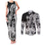Polynesian Sea Turtle Couples Matching Tank Maxi Dress and Long Sleeve Button Shirts Tribal Black LT6 Black - Polynesian Pride