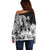Polynesian Sea Turtle Off Shoulder Sweater Tribal Black LT6 - Polynesian Pride