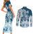 Polynesian Sea Turtle Couples Matching Short Sleeve Bodycon Dress and Long Sleeve Button Shirts Tribal Blue LT6 - Polynesian Pride