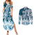 Polynesian Sea Turtle Couples Matching Summer Maxi Dress and Long Sleeve Button Shirts Tribal Blue LT6 Blue - Polynesian Pride