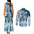 Polynesian Sea Turtle Couples Matching Tank Maxi Dress and Long Sleeve Button Shirts Tribal Blue LT6 - Polynesian Pride