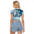 Polynesian Sea Turtle Raglan Cropped T Shirt Tribal Blue LT6 - Polynesian Pride