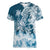 Polynesian Sea Turtle Women V Neck T Shirt Tribal Blue LT6 Female Blue - Polynesian Pride