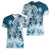 Polynesian Sea Turtle Women V Neck T Shirt Tribal Blue LT6 - Polynesian Pride