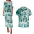 Polynesian Sea Turtle Couples Matching Puletasi Dress and Hawaiian Shirt Tribal Green LT6 Green - Polynesian Pride