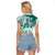 Polynesian Sea Turtle Raglan Cropped T Shirt Tribal Green LT6 - Polynesian Pride