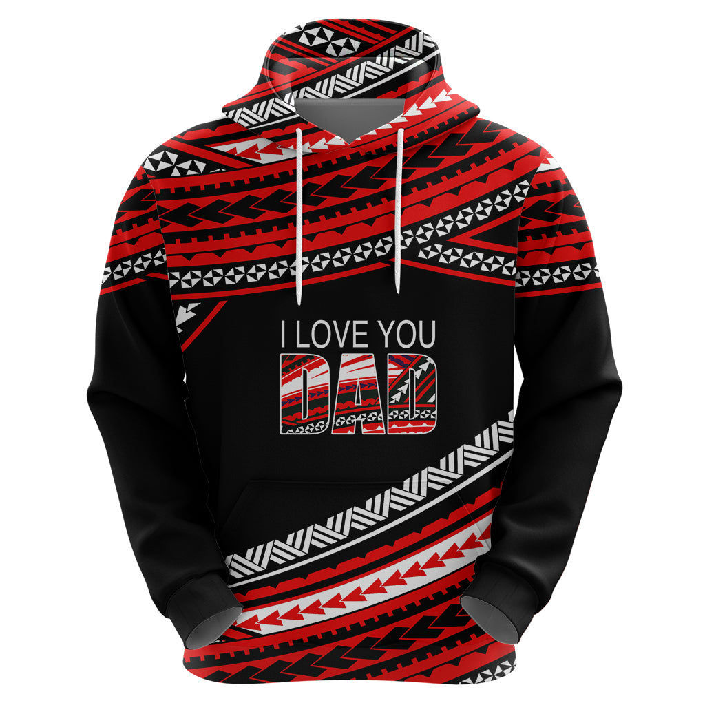 Custom Happy Fathers Day Polynesian Hoodie I Love You Dad Red LT6 - Polynesian Pride