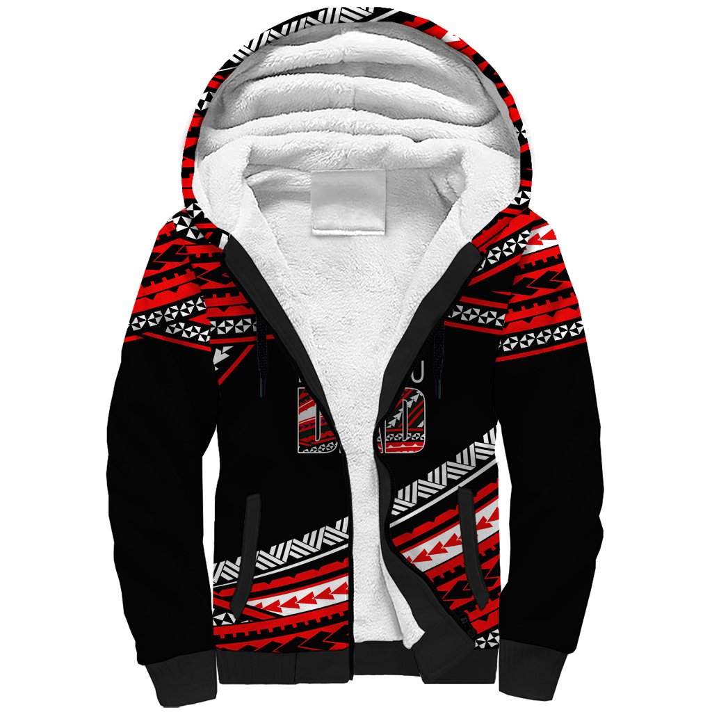 (Custom Personalised) Happy Fathers Day Polynesian Sherpa Hoodie I Love You Dad Red LT6 Unisex Red - Polynesian Pride