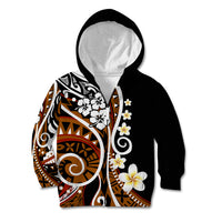 Plumeria Polynesian Kid Hoodie Trending Brown LT6 Zip Hoodie Brown - Polynesian Pride