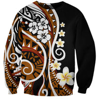 Plumeria Polynesian Sweatshirt Trending Brown LT6 Unisex Brown - Polynesian Pride