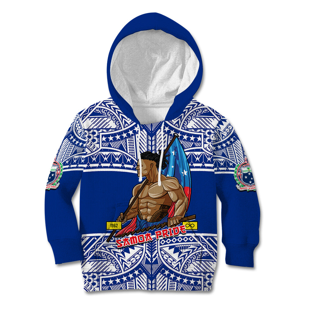 (Custom Personalised) Samoa Pride Kid Hoodie Tribal Patterns Blue LT6 Blue - Polynesian Pride