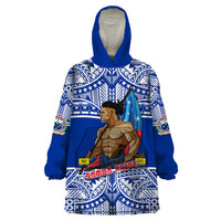 (Custom Personalised) Samoa Pride Wearable Blanket Hoodie Tribal Patterns Blue LT6 One Size Blue - Polynesian Pride
