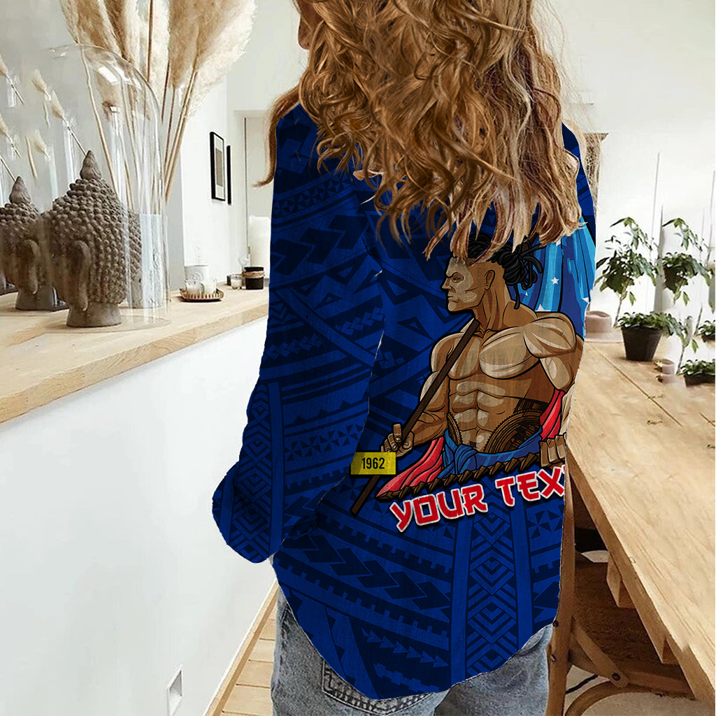 (Custom Personalised) Samoa Pride Women Casual Shirt Simple Blue Style LT6 - Polynesian Pride