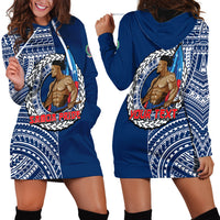 (Custom Personalised) Samoa Pride Hoodie Dress Polynesian Patterns Blue LT6 - Polynesian Pride