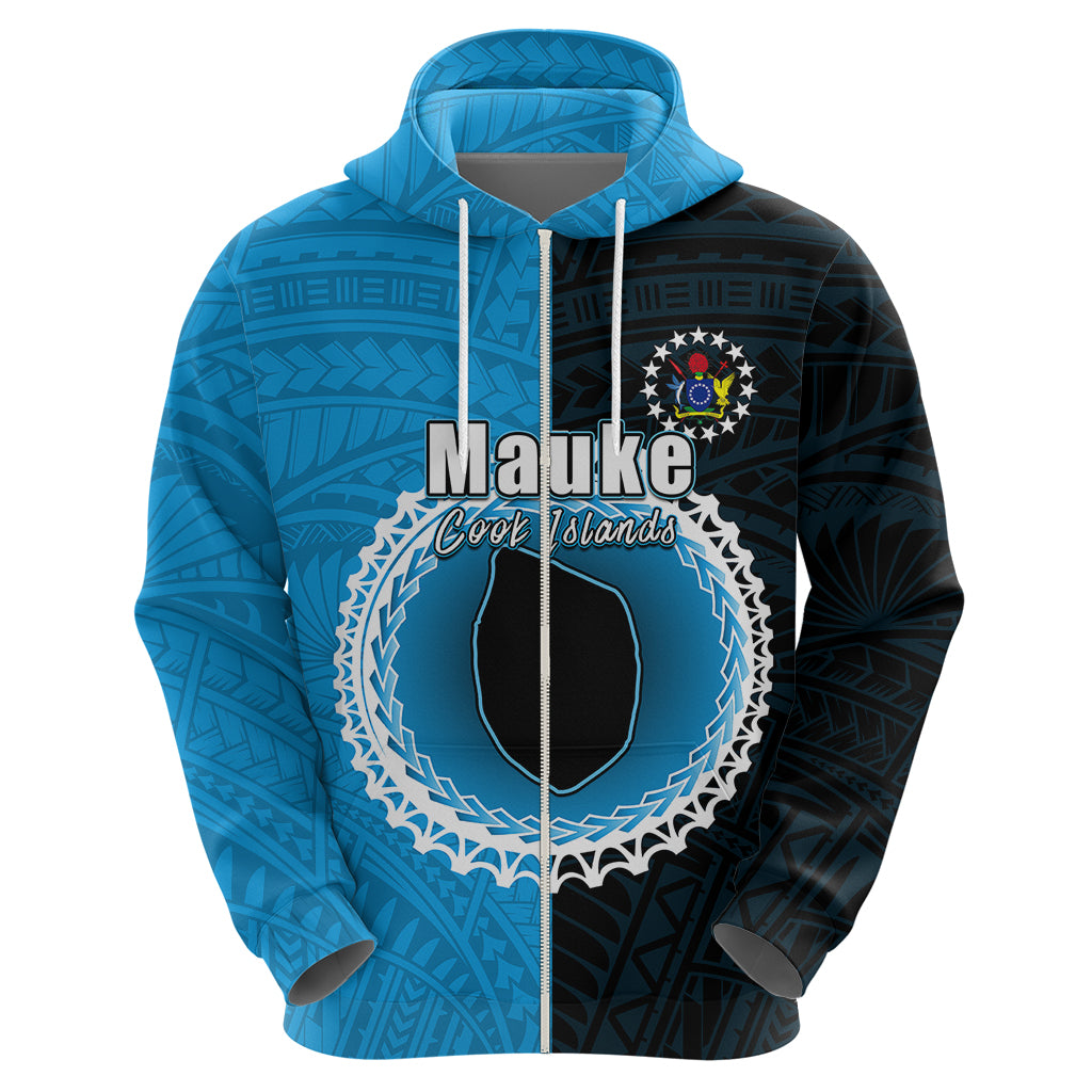 Custom Mauke of Cook Islands Hoodie Mix Half Black LT6 - Polynesian Pride