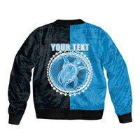 Custom Mauke Of Cook Islands Sleeve Zip Bomber Jacket Mix Half Black LT6 - Polynesian Pride