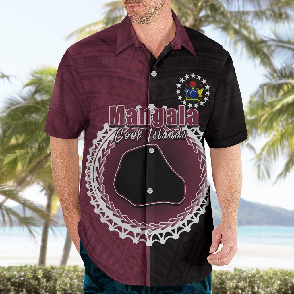 Custom Mangaia Of Cook Islands Hawaiian Shirt Mix Half Black LT6 - Polynesian Pride