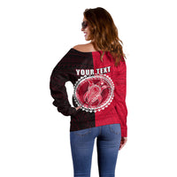 Custom Atiu Of Cook Islands Off Shoulder Sweater Mix Half Black LT6 - Polynesian Pride