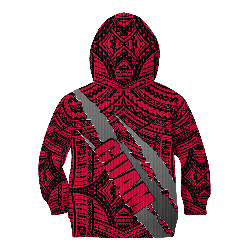 Polynesian Guam Kid Hoodie with Coat Of Arms Claws Style - Red LT6 - Polynesian Pride