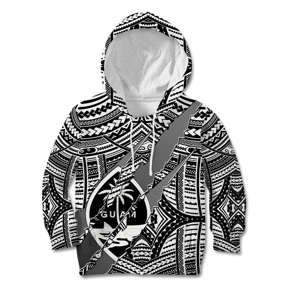 Polynesian Guam Kid Hoodie with Coat Of Arms Claws Style - White LT6 Hoodie White - Polynesian Pride
