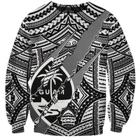 Polynesian Guam Sweatshirt with Coat Of Arms Claws Style - White LT6 Unisex White - Polynesian Pride