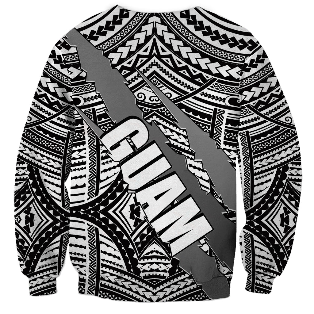 Polynesian Guam Sweatshirt with Coat Of Arms Claws Style - White LT6 - Polynesian Pride