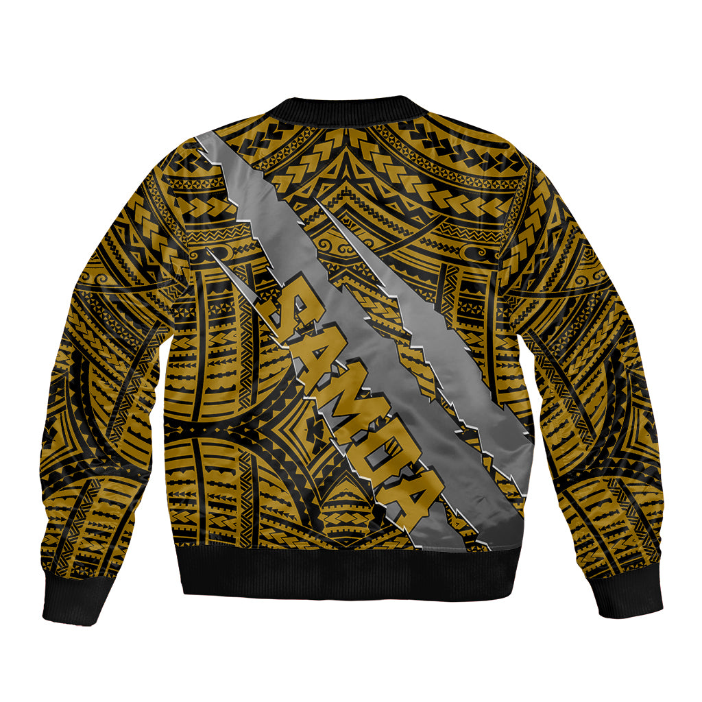 Polynesian Samoa Sleeve Zip Bomber Jacket with Coat Of Arms Claws Style - Gold LT6 - Polynesian Pride