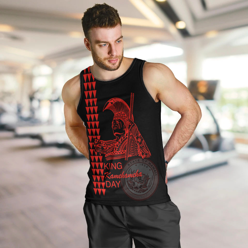Custom Hawaii Men Tank Top King Kamehameha Day - Red LT6 - Polynesian Pride