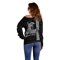 Custom Hawaii Off Shoulder Sweater King Kamehameha Day - White LT6 - Polynesian Pride