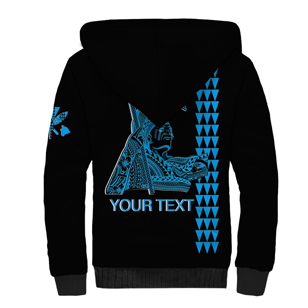 Custom Hawaii Sherpa Hoodie King Kamehameha Day - Blue LT6 - Polynesian Pride