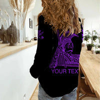 Custom Hawaii Women Casual Shirt King Kamehameha Day - Purple LT6 - Polynesian Pride