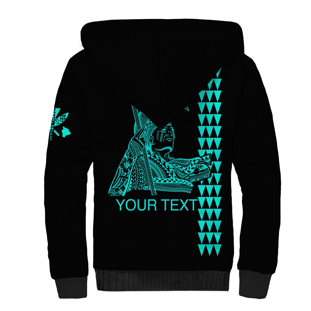 Custom Hawaii Sherpa Hoodie King Kamehameha Day - Green LT6 - Polynesian Pride
