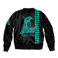 Custom Hawaii Sleeve Zip Bomber Jacket King Kamehameha Day - Green LT6 - Polynesian Pride