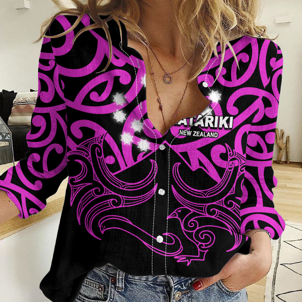 Matariki New Zealand Women Casual Shirt Maori New Year Purple LT6 Female Purple - Polynesian Pride
