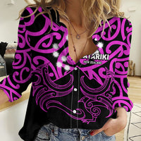 Matariki New Zealand Women Casual Shirt Maori New Year Purple LT6 Female Purple - Polynesian Pride