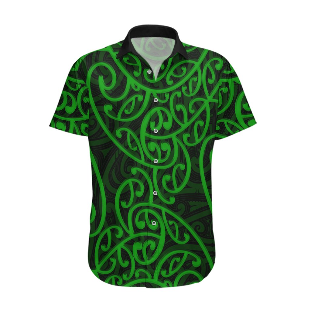 New Zealand Hawaiian Shirt Maori Pattern Green LT6 Green - Polynesian Pride