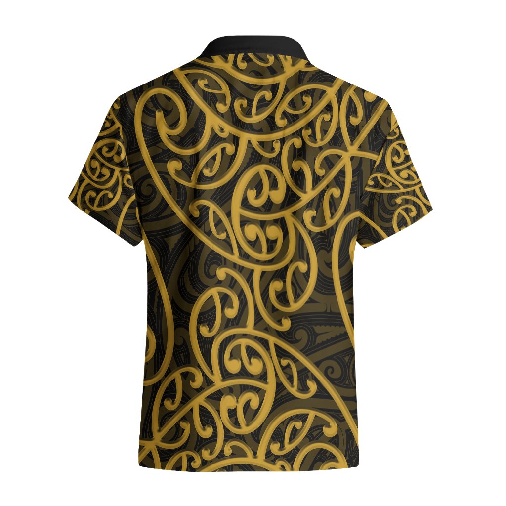 New Zealand Hawaiian Shirt Maori Pattern Gold LT6 - Polynesian Pride