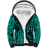New Zealand Sherpa Hoodie Maori Pattern Turquoise LT6 Unisex Green - Polynesian Pride